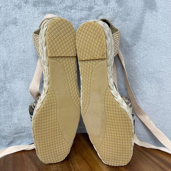 Stuart Weitzman Shoes 5.5 M Cheetah Print Espadrilles Denia Lace Up Ankle Strap - Picture 16 of 16